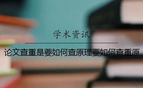 论文查重是要如何查原理要如何查重原理